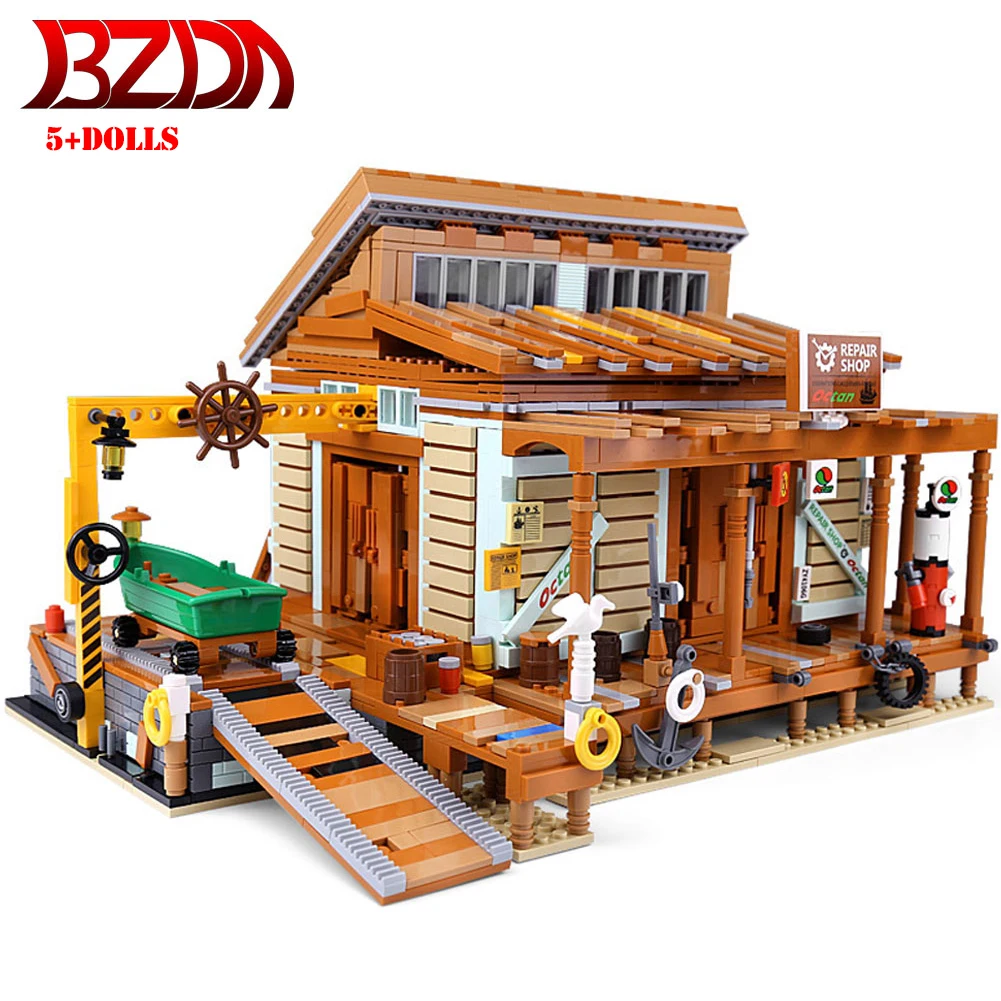 BZDA креативный строительный блок для ремонта рыболовных лодок конструктор модели