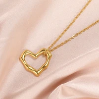 romantic heart shaped pendant female necklace for women vintage choker irregular love accessories stainless steel jewelry gift
