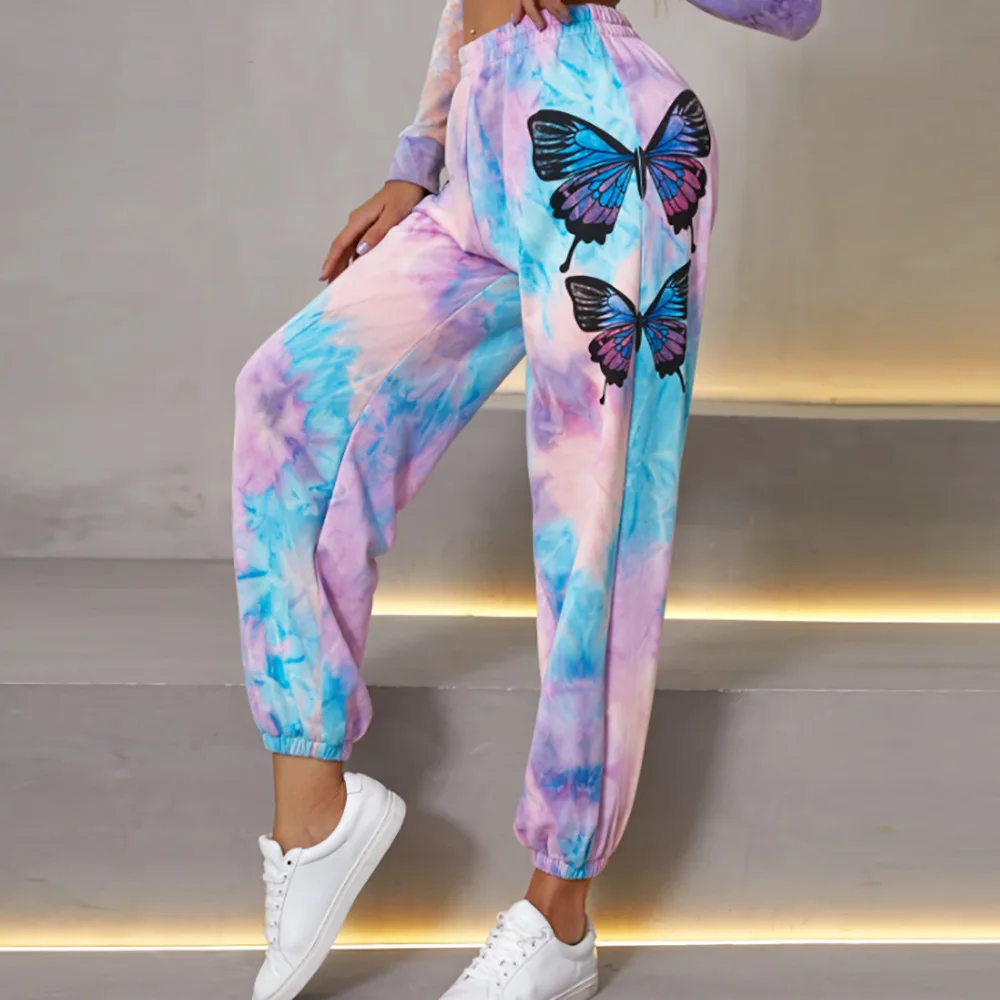 

Women's Sports Pants Tie-dye Printing Spring 2021 New Women's Loose Personality Elasticity Trend Street Wide Leg Sports Trousers