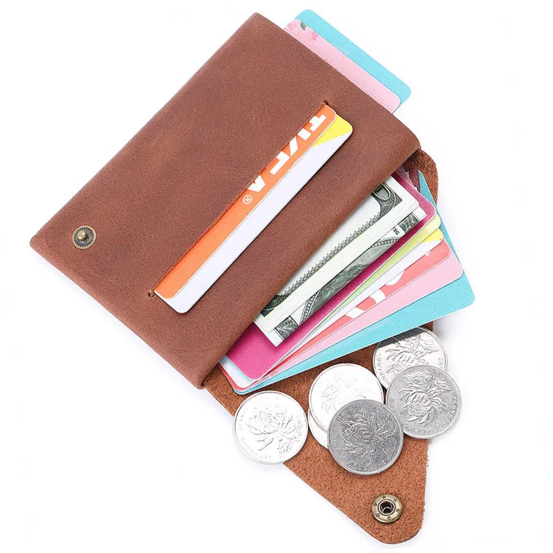 

Oil Wax Leather Men Coin Purse Wallet Man Change Bag Real Leather Vintage Credit Card Id Holder Coin Purses Retro Wallets 40