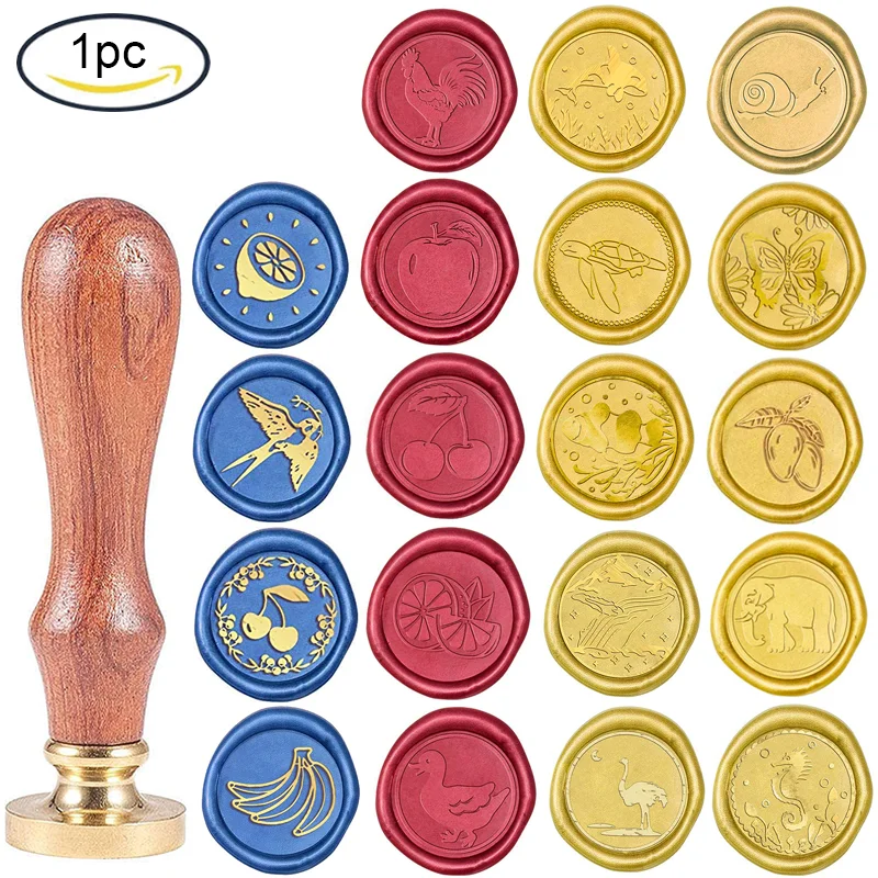 1 шт. винтажные штампы для воска с отсоединяемой латунной головкой и деревянной
