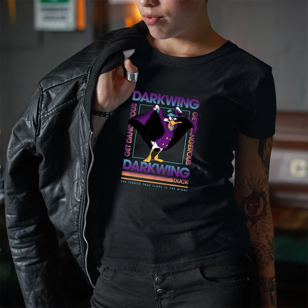 Darkwing Duck Мультяшный принт Disney Летние новые женские футболки Модные уличные