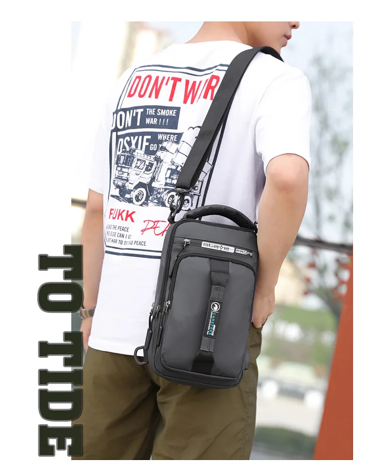 OZUKO New Multifunction Crossbody Bag for Men Chest Pack Sling&Double Shoulder Bag Male Waterproof Short Trip Messenger Bag
