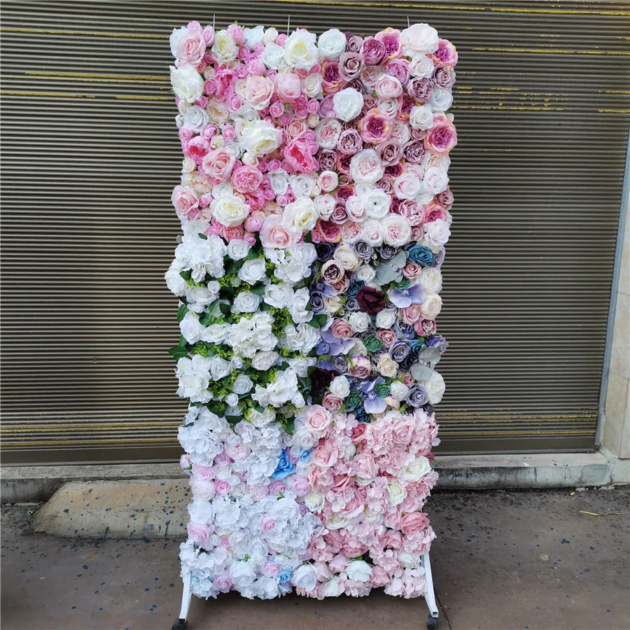 4ft×8ft Artificial High Density Flower Wall For Party's Backdrop Decor Champange 