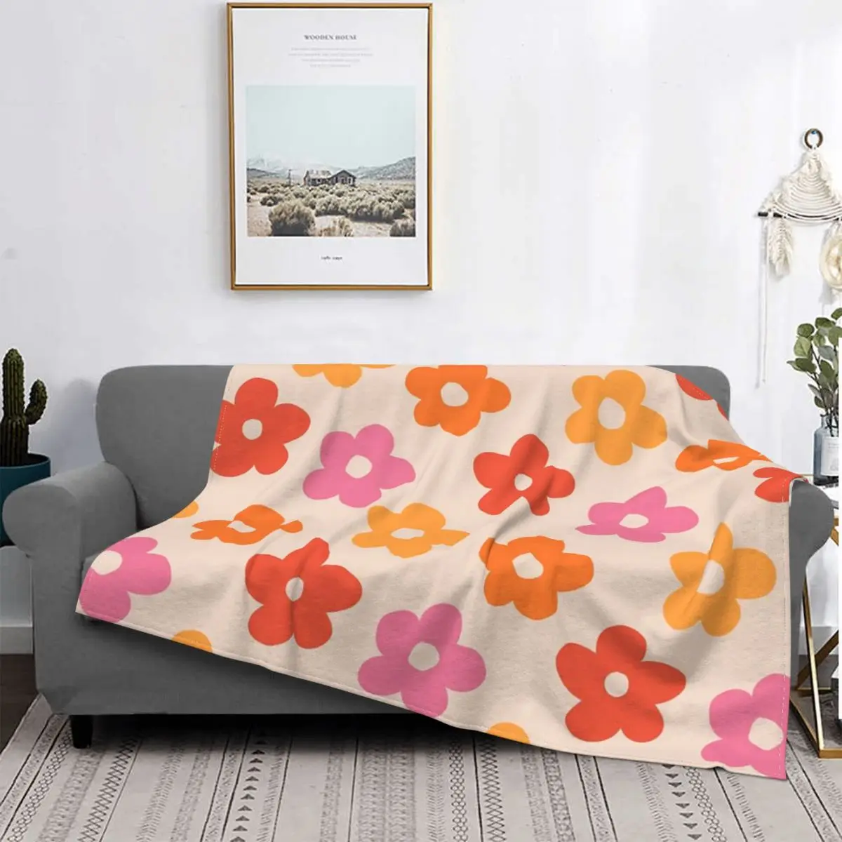 

Manta Retro с принтом цветов для детей 60 и 70, colcha a cuadros de muselina, manta de lana a cuadros, fundas de cama d