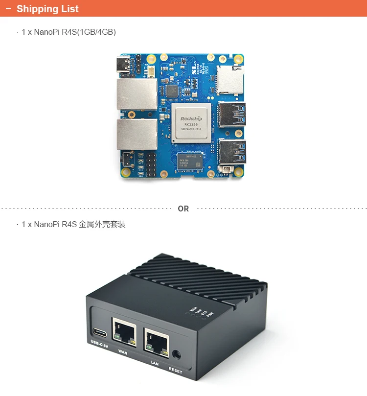 Дружелюбный официальный роутер NanoPi R4S soft router 4G память RK3399 макетная плата OpenWRT |