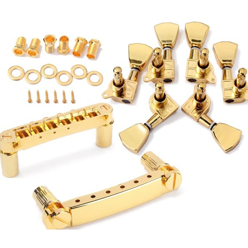 

A Set Gold String Saddle Tune-O-Matic Bridge&Tailpiece For Gb Lp Style Electric Guitar