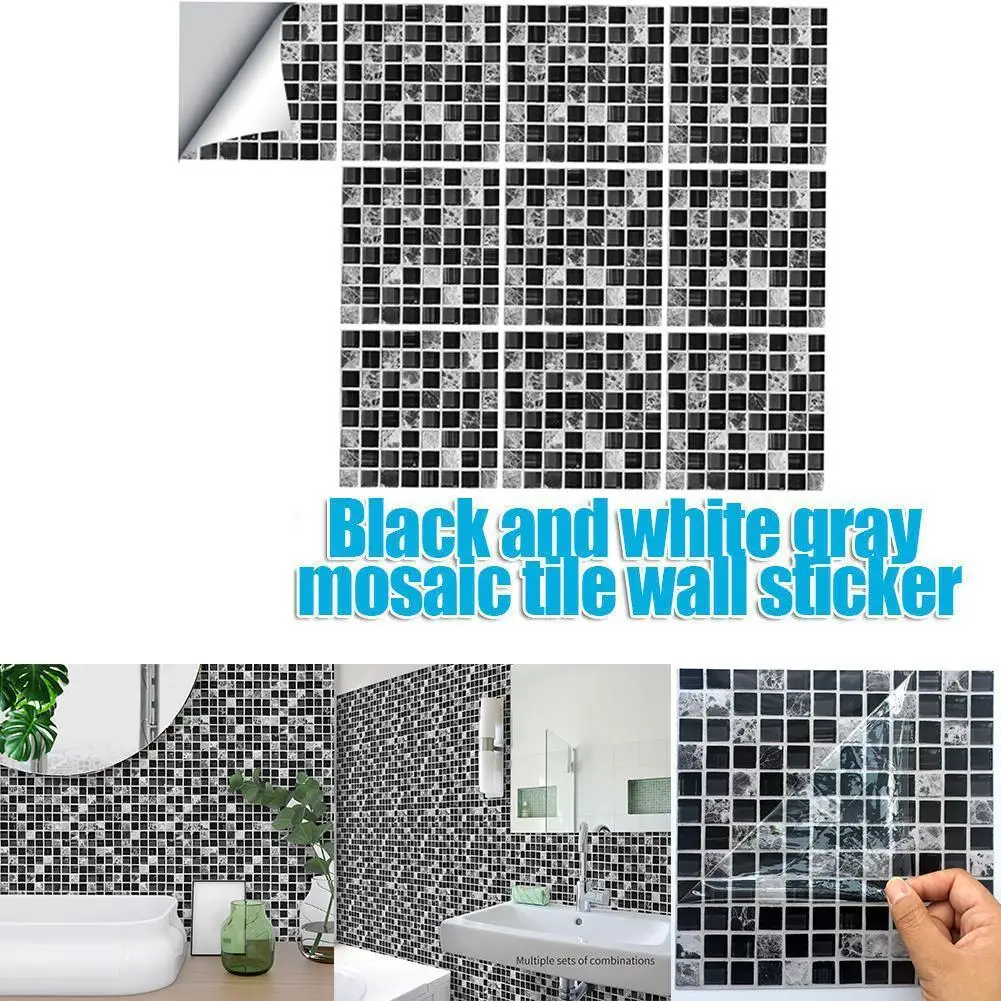 Самоклеящиеся наклейки для плитки черного белого и серого цвета прочные