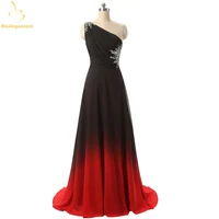 bealegantom one shoulder black red ombre prom dresses 2021 with chiffon plus size evening party gowns vestido longo qa1078