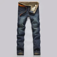 classic men casual mid rise straight denim jeans long pants comfortable trousers loose fit new brand menswear mans jeans