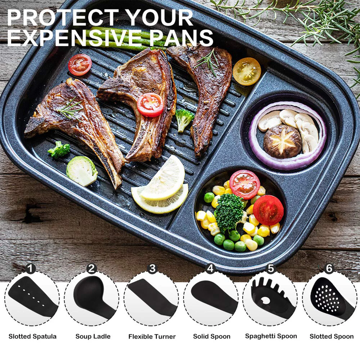 Кухонные принадлежности антипригарная лопаточка для сковороды ложка дуршлаг