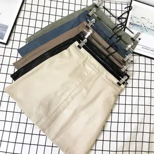 Бежевое кожаное платье А-силуэта юбка с высокой талией для женщин весенние и осенние женские юбки