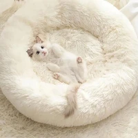 pet cat bed cushion dog round basket house winter warm long plush super soft sleeping bag puppy cushion mat bed for cat supplies