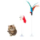 1 шт. пружинное перо мыши с присоской, игрушка для домашних животных, забавные игрушки для кошек, случайный цвет, разноцветное перо для кошки, Аксессуары для кошек