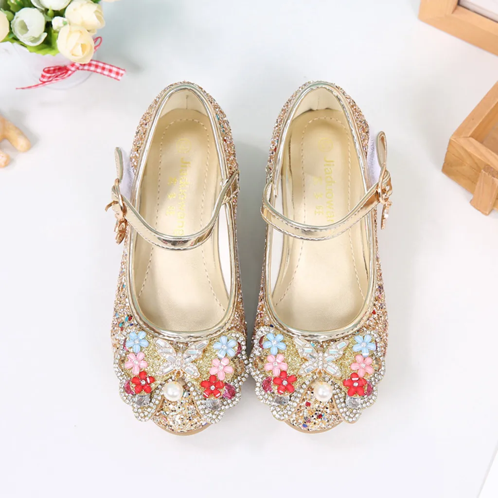 Детские вечерние сандалии принцессы с жемчугом и бантом-бабочкой для маленьких