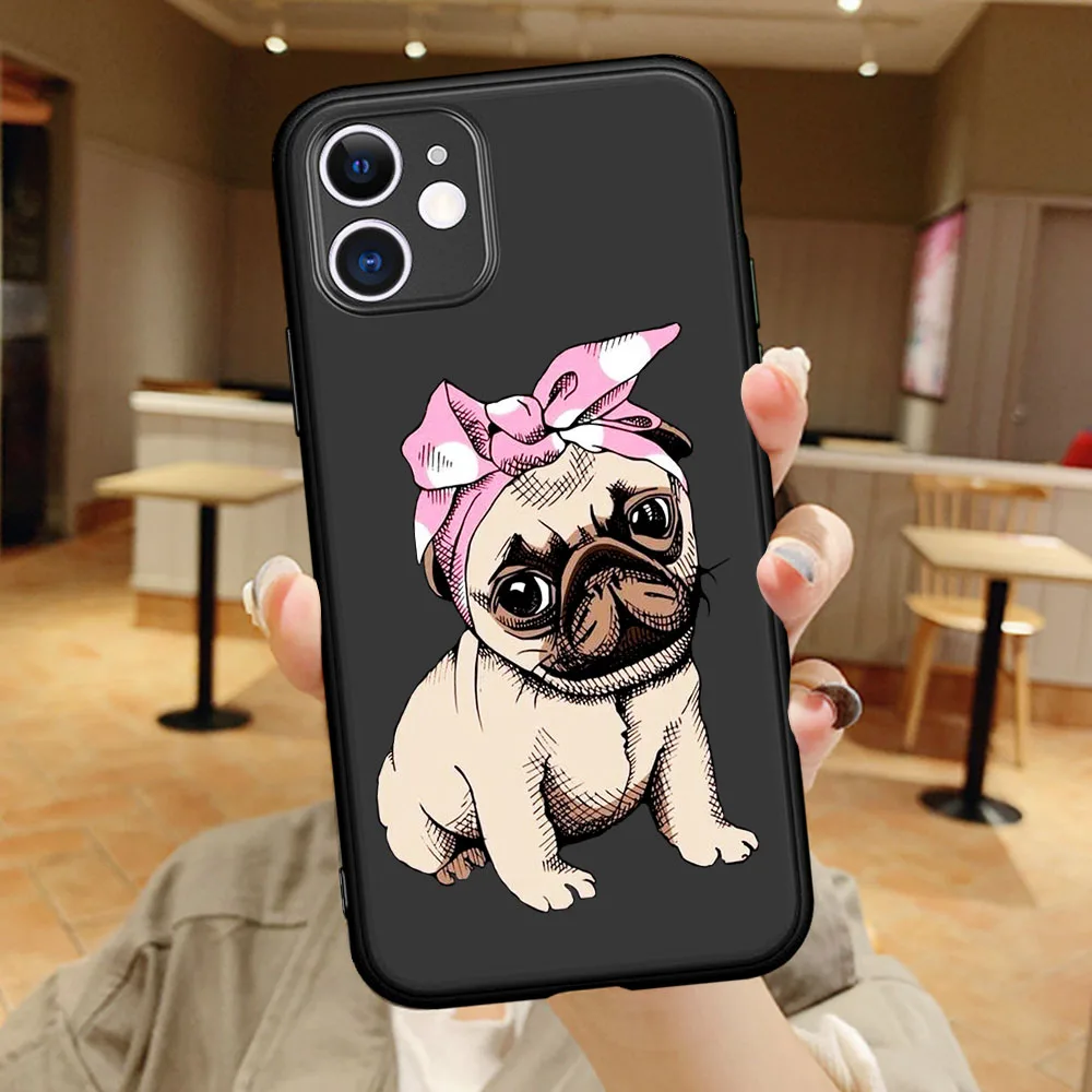 

Funny Animal Cute Pug Dog French Bulldog Phone Case Cover Etui For iPhone XR 10 11 Pro max 8 7 6 6S Plus X XS Max 5 5S SE 2020