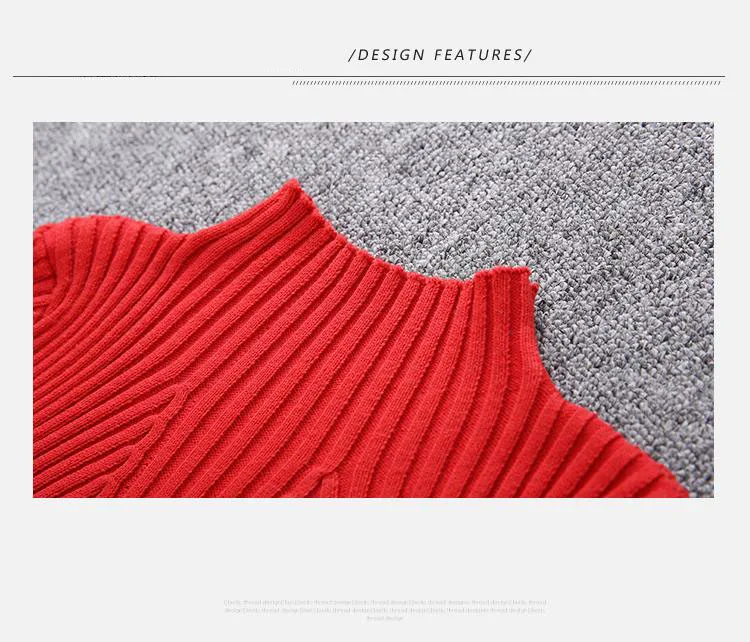 Платье-свитер с высоким воротником для девочек-подростков весна-осень 2019 плотное