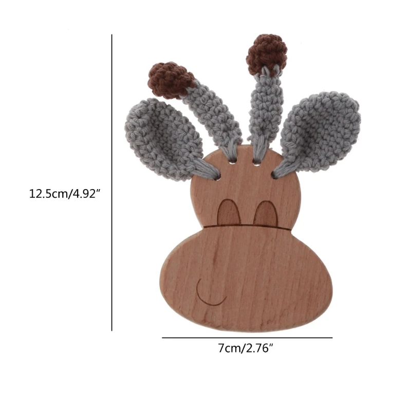 

1PC Baby Teether Beech Wooden Rattle Hand Teething Wooden Toy Can Chew Play Gym BPA Free Montessori Toy