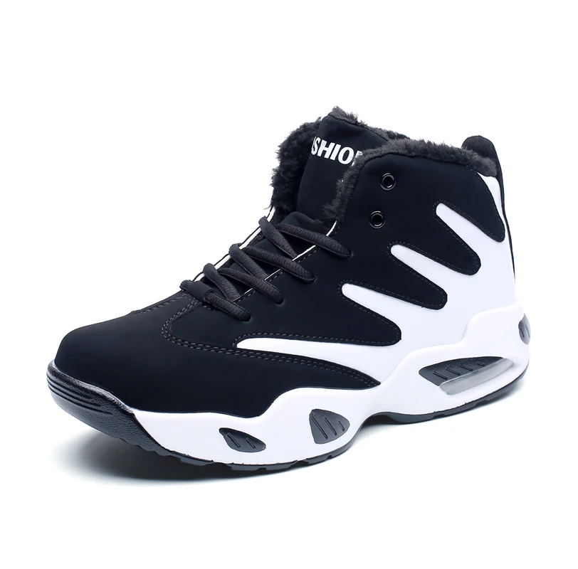 Shoes Men Sneakers Plush Warm Snow Boots Men Boots Fashion Hip Hop Shoes Men Sneakers Casual Shoes tenis masculino adulto AODLEE - Цвет: black white fur
