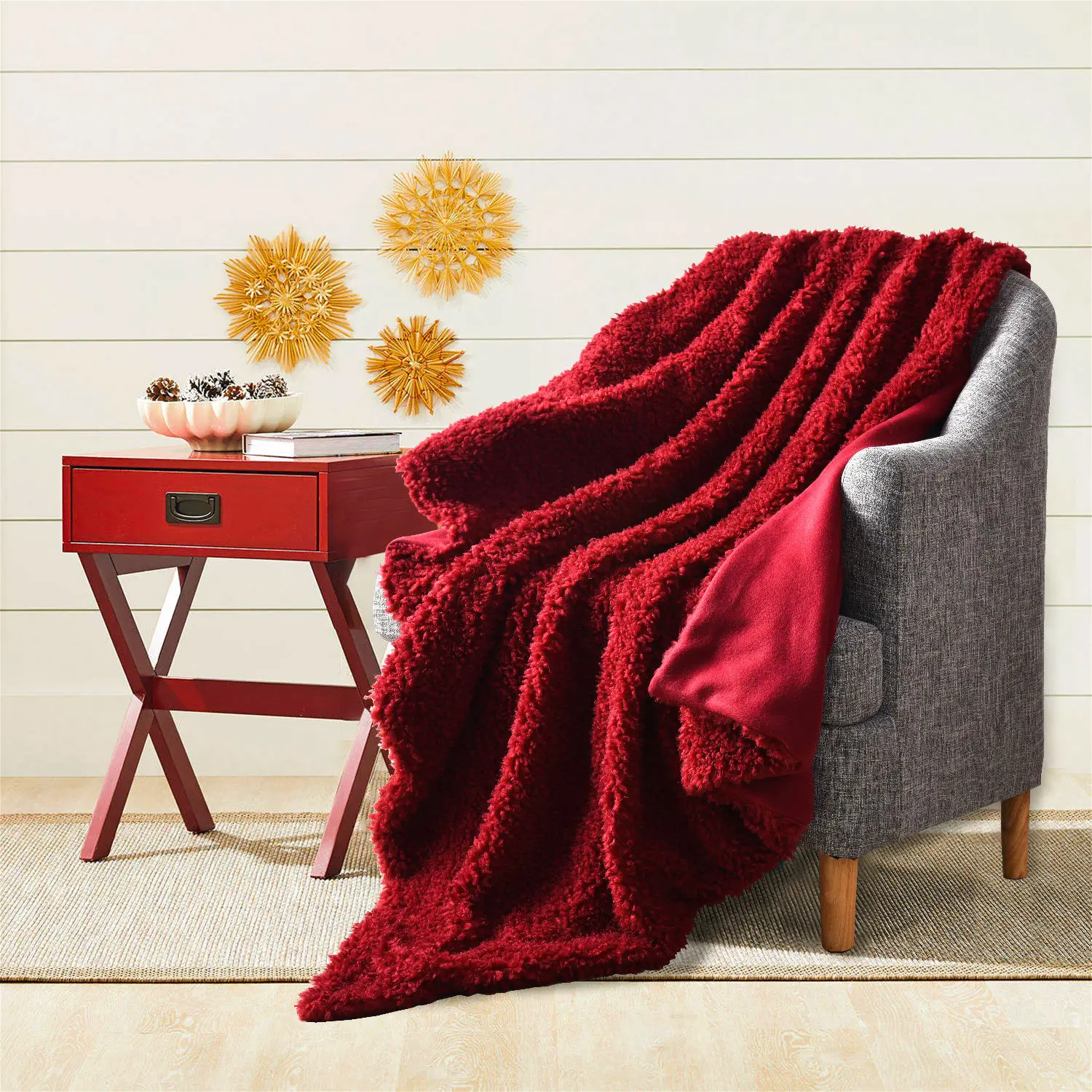 

Simple blanket Teddy wool sofa bed solid soft