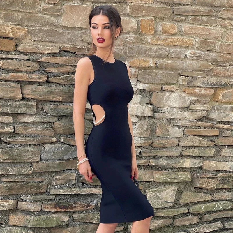 

NiceNew Summer Bandage Dress Sexy Bodycon Mini Sexy Beading Black Party Club Celebrity Women Dresses Ladies Clothes