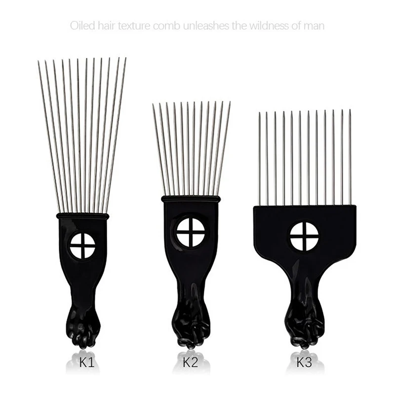

3 Size Wide Teeth Salon Use Metal African American Pick Comb Insert Curly Hairbrush Afro Hair Comb For Hairdressing Styling Tool