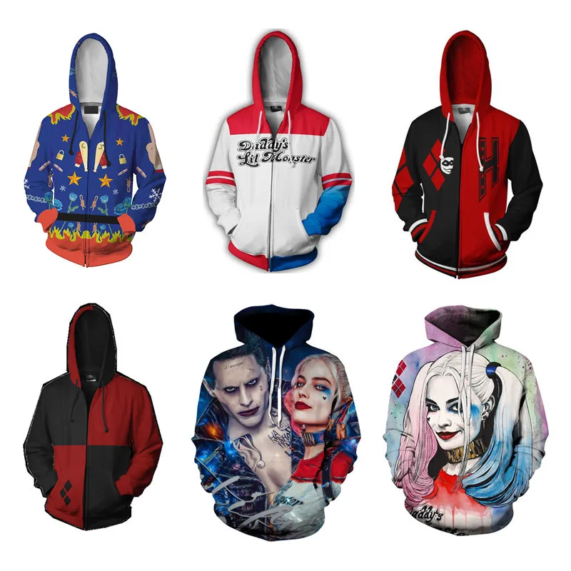 2020 Новинка Аниме отряд самоубийц harley queen 3d Толстовка Косплей кардиган на молнии