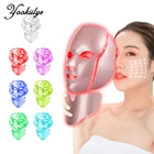 Светодиодный маска для лица с коробкой для шеи, 7 цветов, омоложение кожи, отбеливающая маска для ухода за кожей, косметическое устройство для ухода за лицом