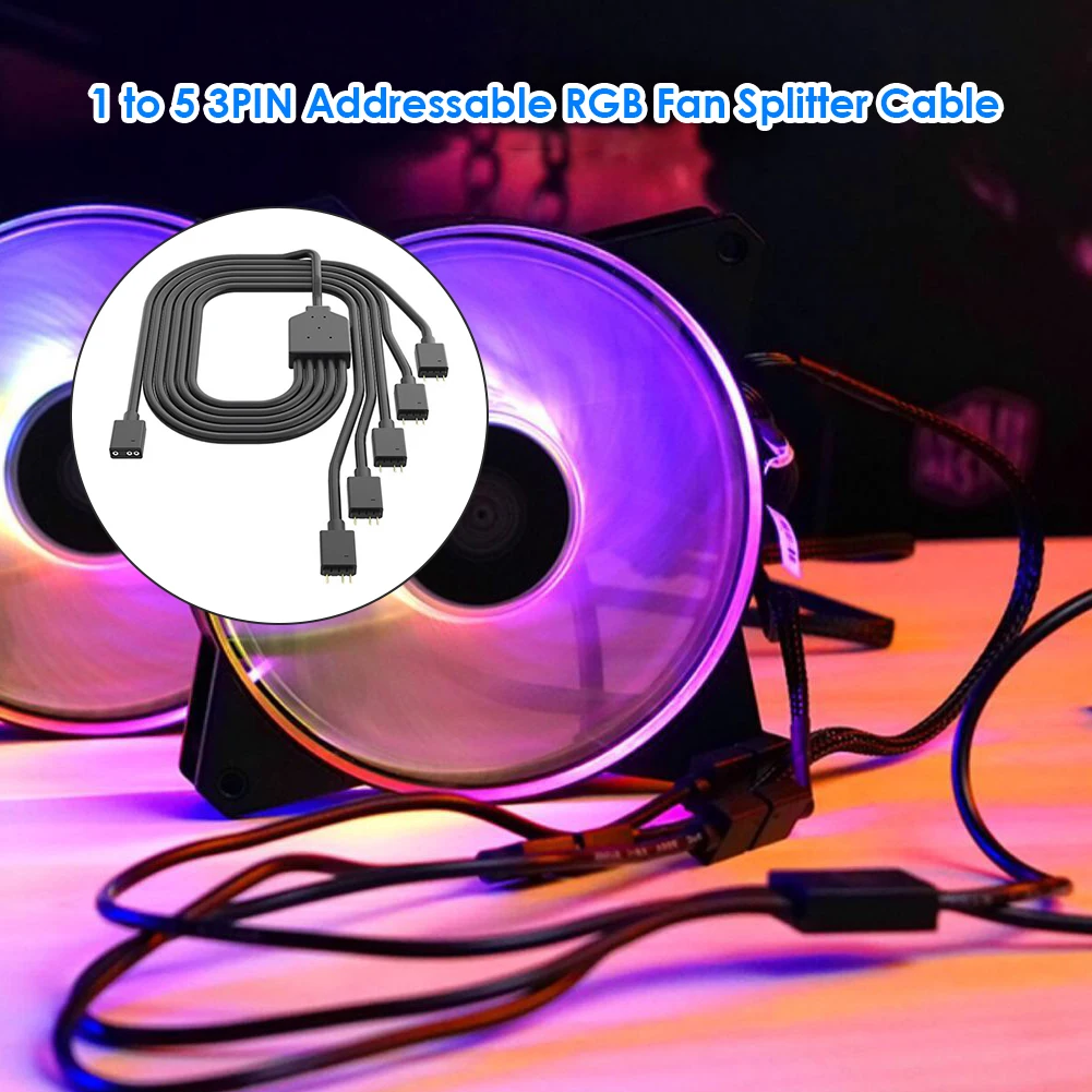 

Cord Splitter Cable Computer Accessories for Chassis PC Case CPU 1 to 5 3PIN Addressable RGB Fan Splitter Cable