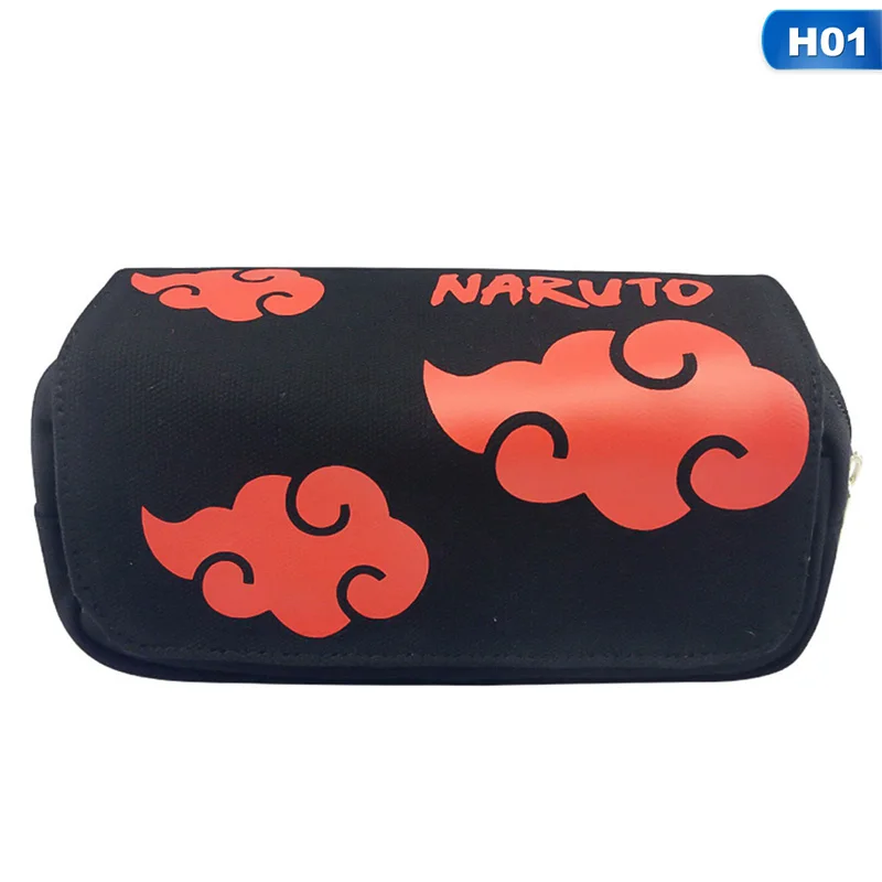 01 Аниме Наруто Akatsuki Наруто Холст Карандаш сумка двойная молния большой емкости Карандаш Чехол Косплей косметичка - Цвет: 01
