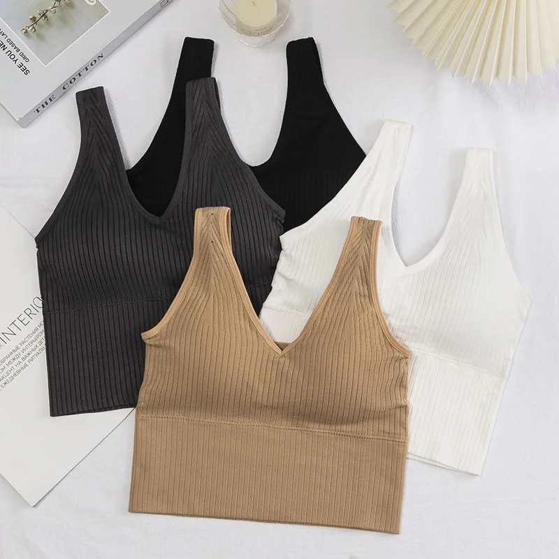 

Women Seamless Vest Wireless Crop Top Sports Camisole Fashion Solid Underwear Ladies Tube Top Camisoles for Women