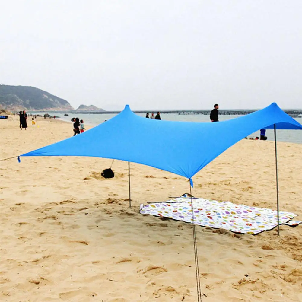 저렴한 패밀리 비치 양산 경량 태양 그늘 텐트 Sandbag 앵커 4 무료 Pegs UPF50 + UV 대형 휴대용 캐노피
