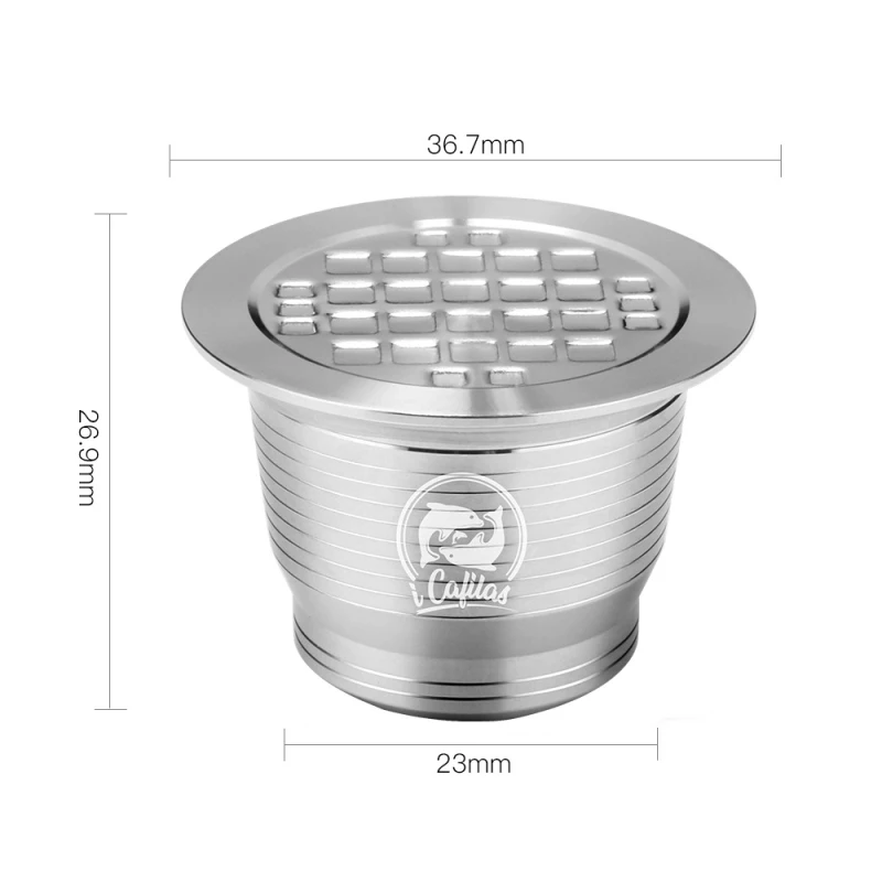 

Stainless Steel Coffee Greasy Coffee Capsule Cup With Spoon Brush Square Hole Nestle Model Shell For Kitchen Gadget Dropshiping
