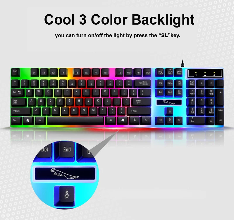 Проводная игровая клавиатура мышь combo USB мыши гибкий полихроматический светодиодный свет компьютерная Механическая Подсветка