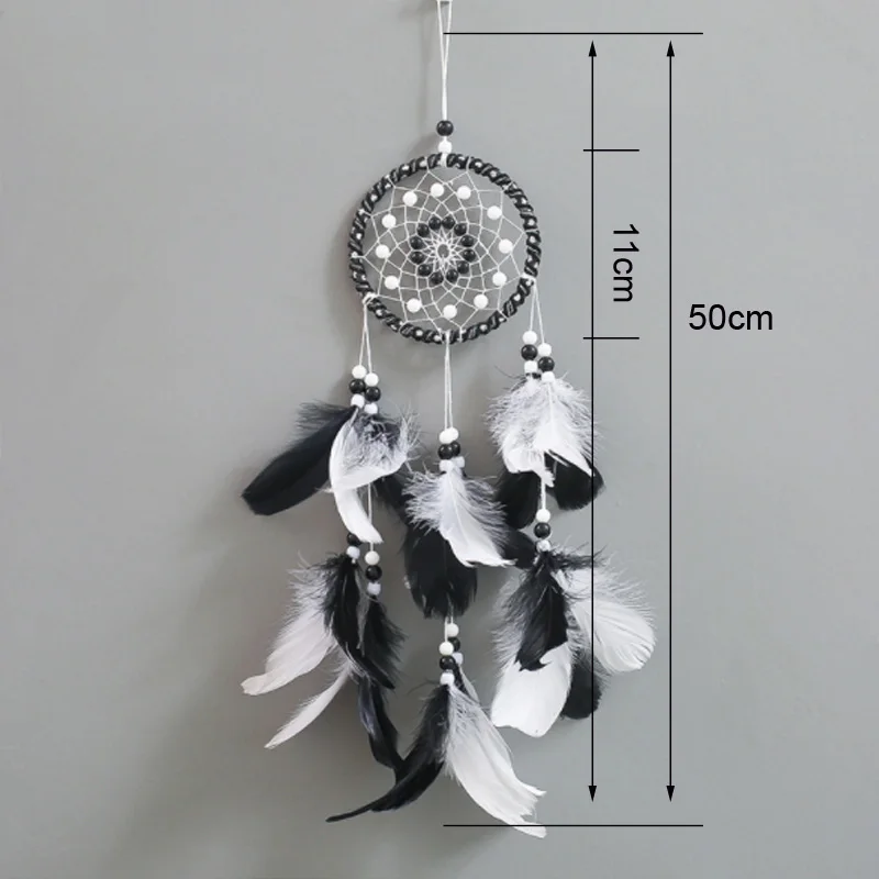 Индийский черный и белый Ловец снов настенный висящий перо Хранитель ручной