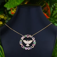 godki luxury trendy lucky eagle stackable pendant necklace beautiful full cubic zircon fashion charm women party jewelry gift