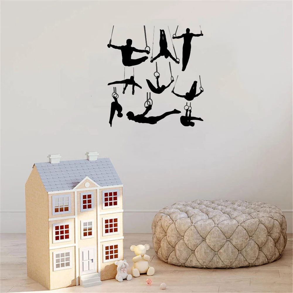 

Gymnastics Rings Wall Stickers Sport Silhouettes Wall Decal Home Decor For Living room Sport Club Vinyl Art Mural DW21920