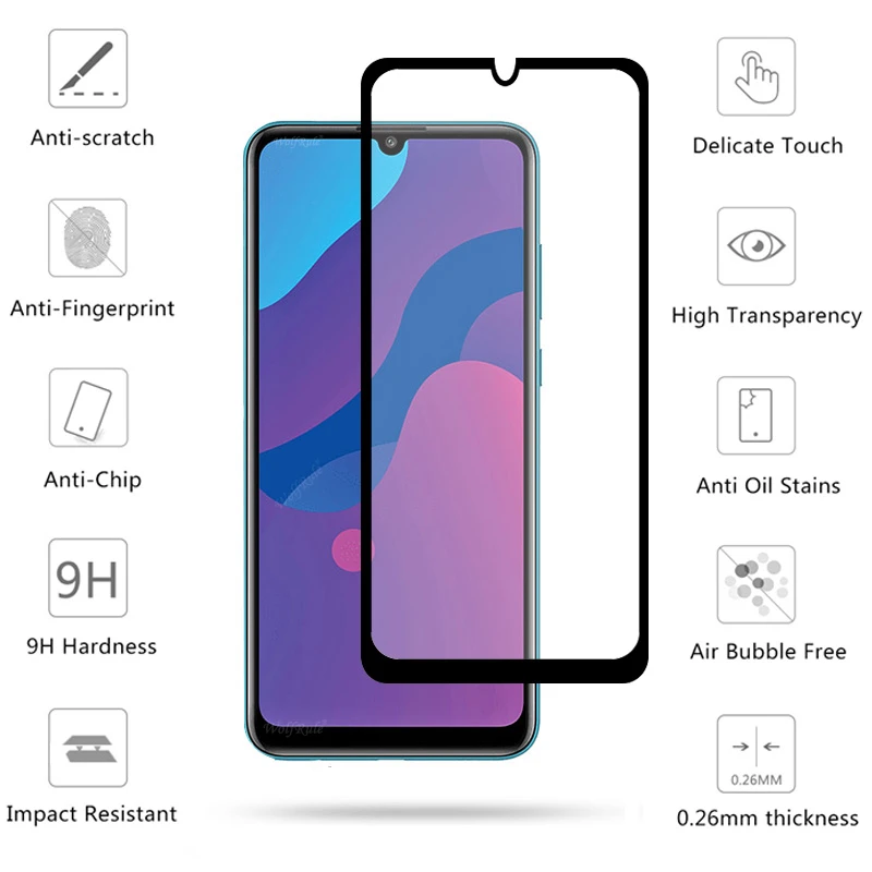 2 piezas de vidrio templado para Huawei Honor 9A Protector de pantalla Honor 9A Pro cubierta completa de vidrio para Huawei Honor 9A 3D pel&iacute;cula de borde curvado-2