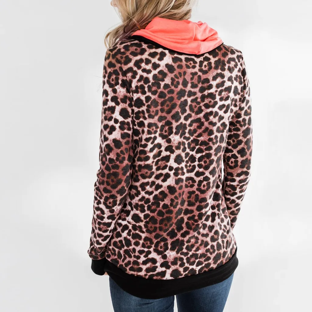 Новая зимняя одежда Женская толстовка с леопардовым принтом длинными рукавами