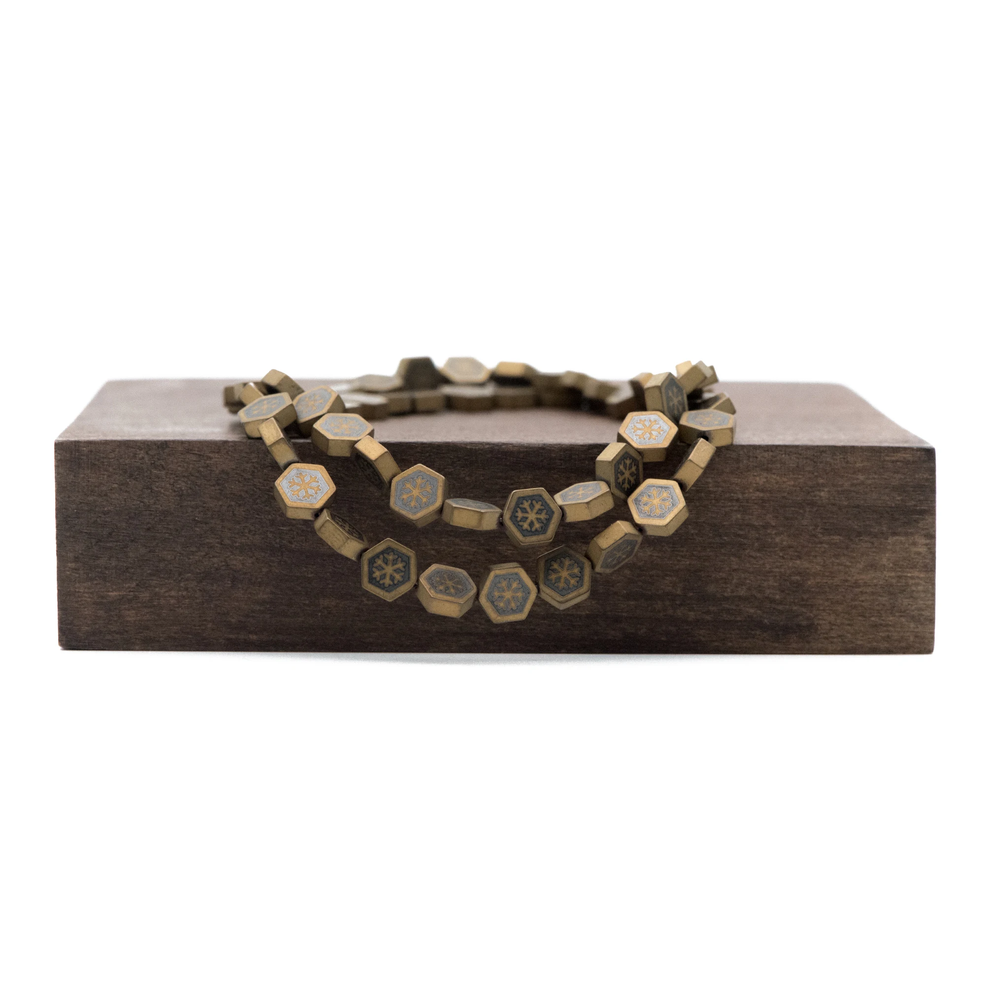 

55pcs Hexagon Hematite Beads 6mm, Snowflake Spacer Beads, Metallic Color (#V6091-2)