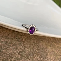 natural stone amethyst ring female handmade ring jewelry for women gift