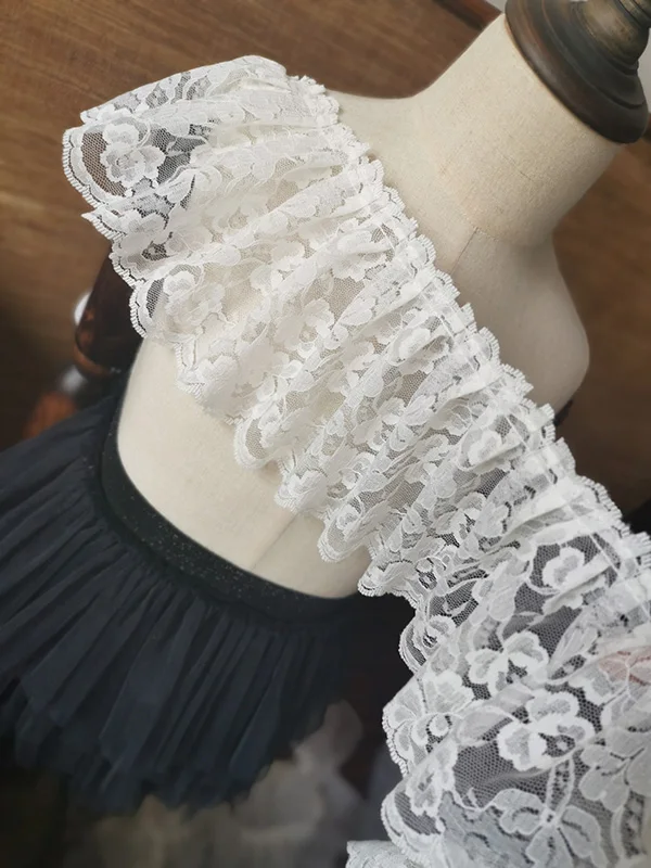 13CM Wide White Tulle 3d Lace Fabirc Embroidered Ribbon Edge Fringe Trim Dress Hats Curtains Sofa Beds DIY Sewing Suppplies | Дом и сад