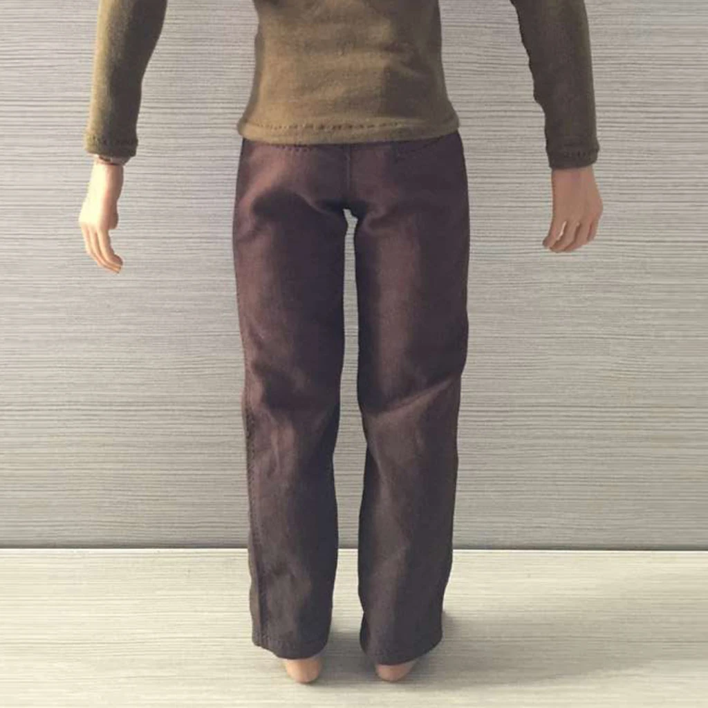 Брюки мужские коричневые в масштабе 1/6 с поясом аксессуары для экшн фигурок