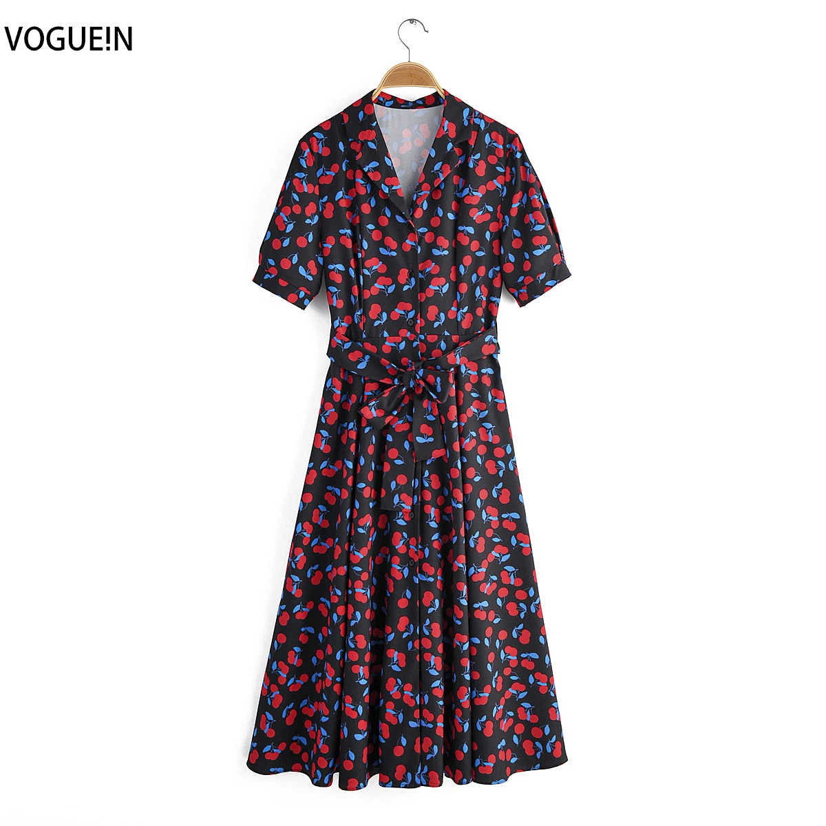 VOGUEIN Новое Женское винтажное платье средней длины с коротким рукавом и принтом