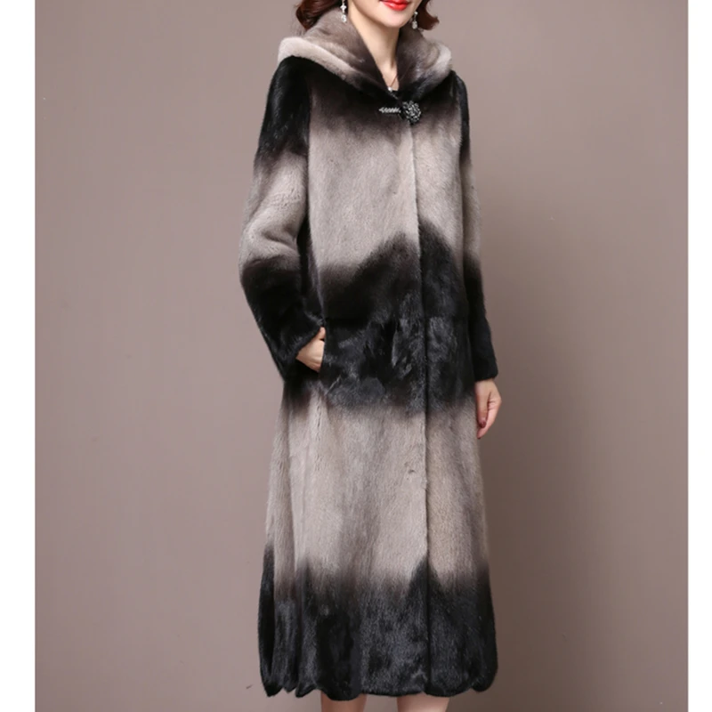 Женское зимнее пальто из искусственного меха норки средней длины новинка 2019