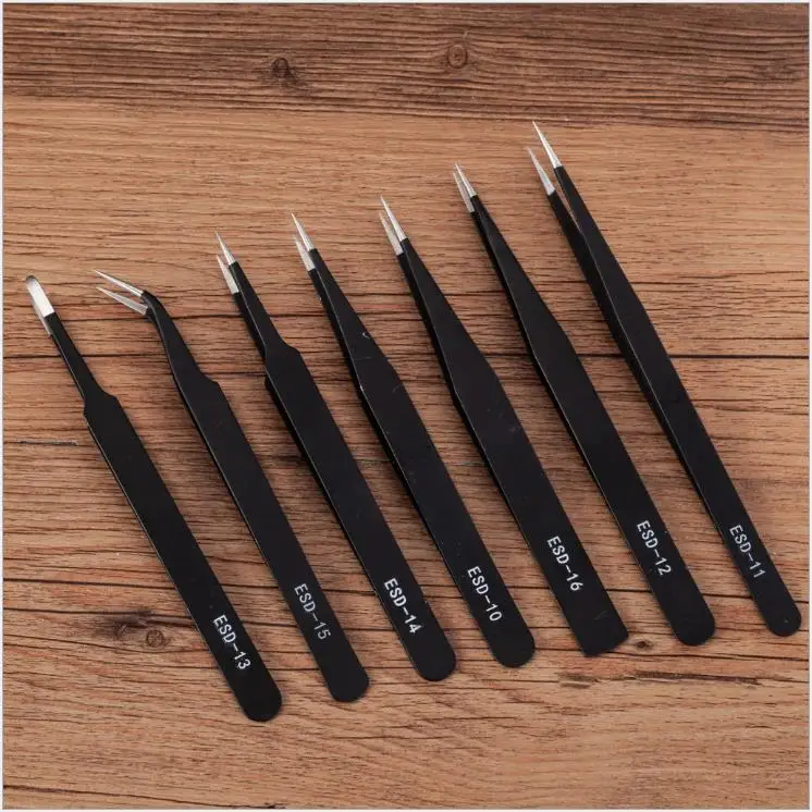 

1pc 1.5mm New Black Tools Stainless Steel Curved Straight Tweezers Lashes