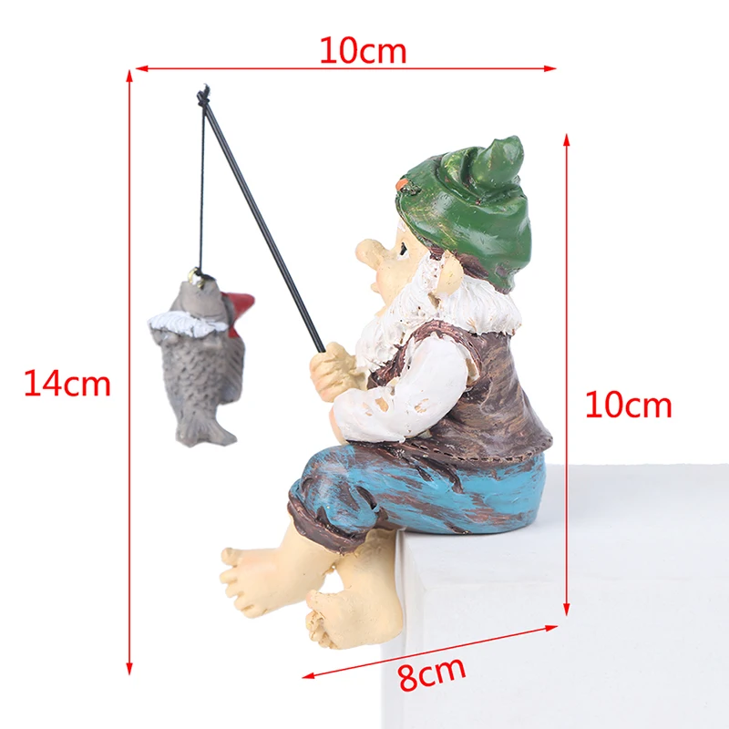 

Garden Gnome Statue Resin Fishing Dwarf Elf Figurines Outdoor Pastoral Landscape Ornaments for Garden Yard Lawn Outdoor Decor
