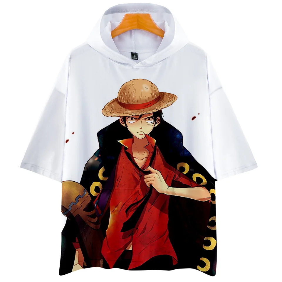 Футболка с капюшоном Luffy аниме One Piece для мужчин и женщин Детская футболка в