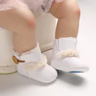 Зимние ботинки для новорожденной девочки, зимние ботинки для мальчика, зимняя теплая детская обувь, однотонные плюшевые ботинки на пуговицах, 0-18 месяцев