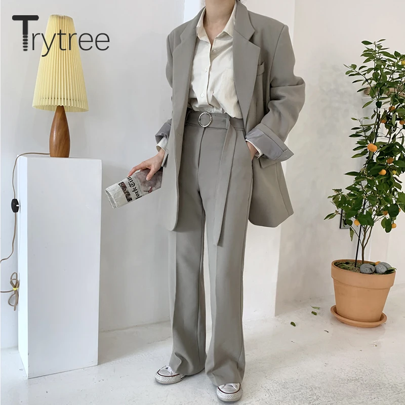 Женский комплект из двух предметов Trytree повседневный однобортный Топ с отложным